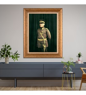 Altın Varaklı Çerçeveli Paspartulu Atatürk Tablo DC1055 (Gold)