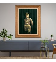 Altın Varaklı Çerçeveli Paspartulu Atatürk Tablo DC1055 (Gold)