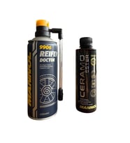 Mannol Lastik Tamir Spreyi 450 Ml + Ceramo Ester Katkısı 250 Ml Araç Bakım Seti
