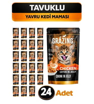 grazing pet Premium Yavru Kedi Yaş Maması Tavuklu 85 gr x 24 Adet Sağlıklı Gelişim sağlar