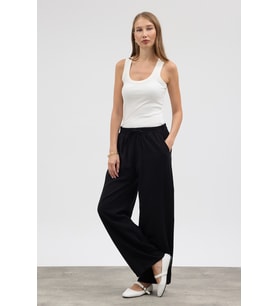 Beli Lastikli Modal Pantolon - Siyah