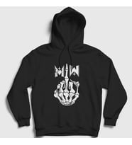 Presmono Unisex Siyah The Finger Motionless In White Kapüşonlu Sweatshirt 166638tt