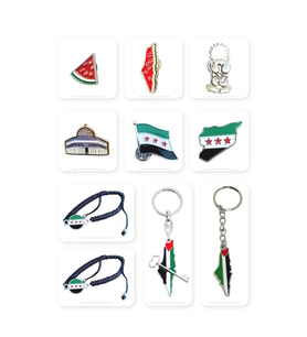10\'LU Suriye Ve Filistin aksesuar seti Yaka Rozetleri + Anahtarlıkları Ve El Bilekliği A30003