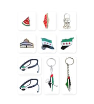 10\'LU Suriye Ve Filistin aksesuar seti Yaka Rozetleri + Anahtarlıkları Ve El Bilekliği A30003
