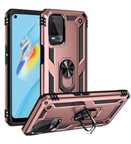 Oppo A54 4G Kılıf Metal For Car Yüzüklü Standlı Military Ring Serisi (Rose)