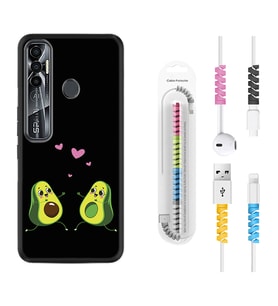Tecno Spark 6 6 Go 8C 8 Pro 7 7 Pro Kılıf Kablo Koruma Spiral Silikon Aşık Avokadolar 1642