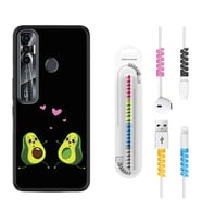 Tecno Spark 6 6 Go 8C 8 Pro 7 7 Pro Kılıf Kablo Koruma Spiral Silikon Aşık Avokadolar 1642