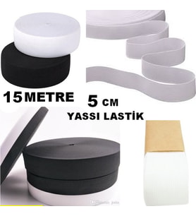 Lastik Sert Yumuşak Çamaşır Don Etek Bel Paça Bebe Lastiği Yassı Yumuşak 5 Cm Beyaz 15 Mt