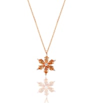 Gümüş rose topaz ve zirkon taşlı kar tanesi kolye SGTL10898BAL