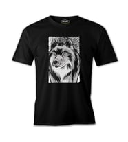 Wolf with a Textured Background Siyah Erkek Tshirt