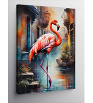 Kanvas Tablo Pembe Flamingo