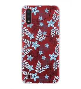 Samsung Galaxy A01 Uyumlu Kapak Floral Mavi Tasarımlı Şeffaf Silikon Kılıf