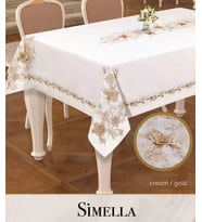 Keten Simella Model 160x300 cm Krem-God Detay Masa Örtüsü Modern Tasarım