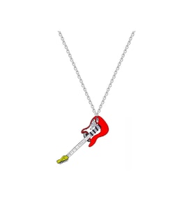 Rock Gitar Kolye Kadın - Erkek (Gümüş)