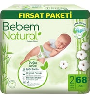 Bebem Bebek Bezi Natural 2 Beden 3-6 KG Mini 340 Adet MeGa Fırsat Pk