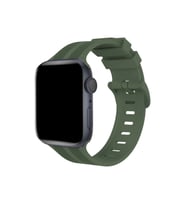 Uray store Apple Watch 38mm KR408 Çizgili Silikon Kordon - Koyu Yeşil