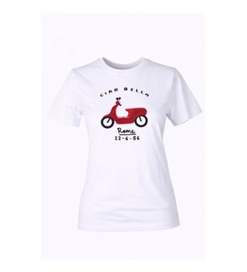 Trender 26YDT1000012 Beyaz Kadın T-Shirt Cıao Bella O Yaka