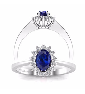 0,60 Karat Pırlantalı Safir Yüzük