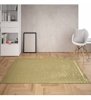 Dijital Baskı Yıkanabilir Kaymaz Taban Leke Tutmaz Düz Modern Salon Halı (Altın)
