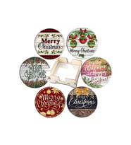 BİLGE tasarım Noel Yılbaşı Ahşap Bardak Altlığı - 6 lı set Set AHŞAP ÖZEL TASARIM KUTULU