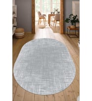 Dijital Baskılı Kaymaz Taban Yıkanabilir Oval Salon Halısı Mutfak Halısı Yolluk NDO-HS-180 (Gri)