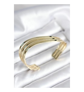 Mey İthalat® Eğik Şerit Model Gold Renk Pirinç Kadın Bileklik