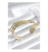 Mey İthalat® Eğik Şerit Model Gold Renk Pirinç Kadın Bileklik