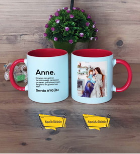 Anneye Hediye Kupa Bardak Kırmızı Fotoğraflı Doğum Günü Hediyesi