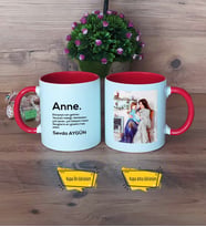 Anneye Hediye Kupa Bardak Kırmızı Fotoğraflı Doğum Günü Hediyesi