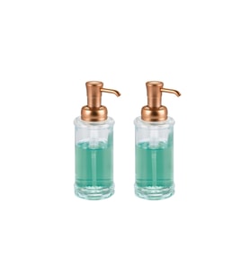 BANYO SETİ SIVI SABUNLUK 2 ADET CAM ALTIN PİRİNC POMPALI 7X7X20CM 325ML