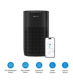 Şımart Akıllı Hava Temizleyici H13 HEPA Filtreli Wi-Fi Kontrollü UV Negatif İyonlu 36 m²