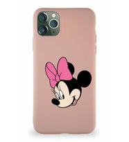 Apple iPhone 11 Pro Max Soft Premier Kapak Minnie Mouse-B Tasarımlı Silikon Kılıf - Pudra (Şeffaf)