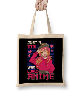 Cute Just A Girl Who Loves Anime Bez Çanta Uzun Saplı