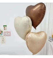 Retro Bej, Krem Ve Karamel Kalp Balon Folyo 3 Adet