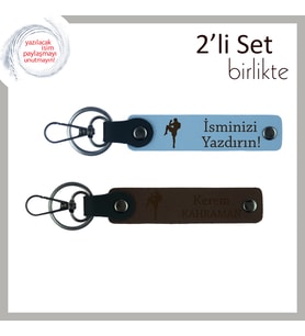 Savunma Sporlarına Başlayanlara Motivasyon Hediyesi, İsim Yazılabilir Anahtarlık, Gök Mavi-K Kahve
