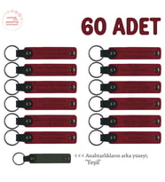 Otellere Özel Hediye, 60'lı Set, İsimli Kurumsal Kimliğe Uygun Deri Anahtarlık, Kırmızı & Yeşil