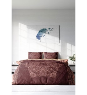 Çift Kişilik ( Lastikli Çarşaflı ) %100 Pamuk Saten Nevresim Takımı Browny