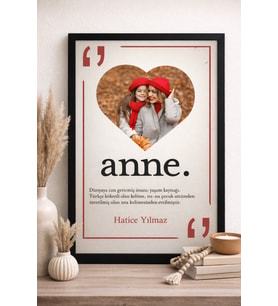 Stüdyo 14 Kişiye Özel Anneler Günü Hediyesi alpli Anne Çerçeveli Tablo - Anneye Hediye - Anneler Günü Hediyesi - (Siyah)