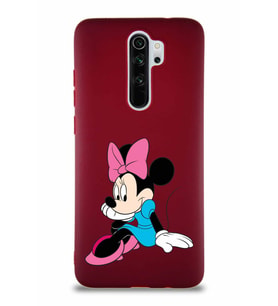 Xiaomi Redmi Note 8 Pro Soft Premier Kapak Minnie Mouse-E Tasarımlı Silikon Kılıf - Mürdüm (Şeffaf)