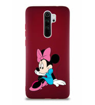 Xiaomi Redmi Note 8 Pro Soft Premier Kapak Minnie Mouse-E Tasarımlı Silikon Kılıf - Mürdüm (Şeffaf)