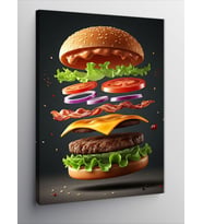 Kanvas Tablo Çok Katmanlı Burger Çizimi