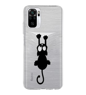 Xiaomi Redmi Note 10 Uyumlu Kapak Çizgi Kedi Tasarımlı Şeffaf Silikon Kılıf