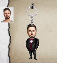 Kişiye Özel Patron Karikatürlü  Ahşap Anahtarlık Bay-24-Eco