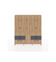 Arges Dolap 12 Raflı 4 Çekmeceli 2 Askılı 220x30x243 Çam-Çam/Antrasit