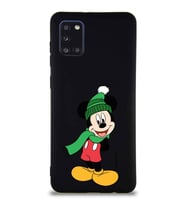 Samsung Galaxy A31 Soft Premier Kapak Mickey Mouse-G Tasarımlı Silikon Kılıf - Siyah (Şeffaf)