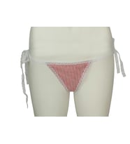 ASM0292 Bayan Kırmızı  Ekoseli Trnak Dantelli String (Çok Renkli)