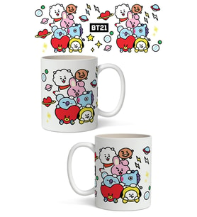 BT21 Karakterleri Temalı Beyaz Kupa Bardak Sevgiliye Arkadaşa Hediye