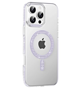 iPhone 16 Pro Move Taşlı Magsafe Kapak - Lila