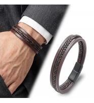 Moncuk Design Kahverengi Siyah Saç Örgülü Çoklu Erkek Bileklik 33513B10D2