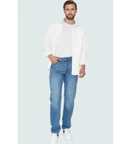 Erkek Straight Fit Denim Kot Pantolon Pamuk Günlük Kullanım Hafta Sonu Yaz Aylarının Vazgeçilmezi (Mavi)